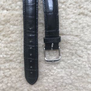 black leather Michele 16mm watch strap